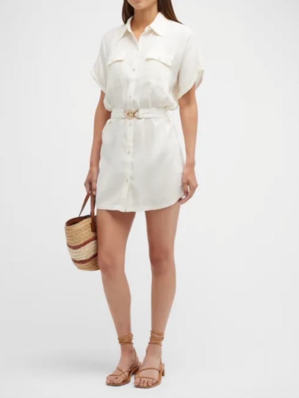 $225 NWT WEWOREWHAT Safari Linen-Blend Dress Size Small